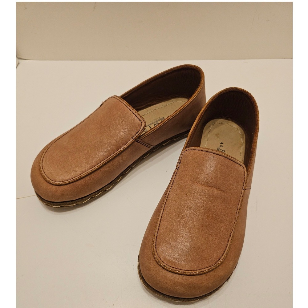 Swiss Barefoot Shoes Tan Leather Unisex Grounding Loafers Earthing Slip On Sz 40